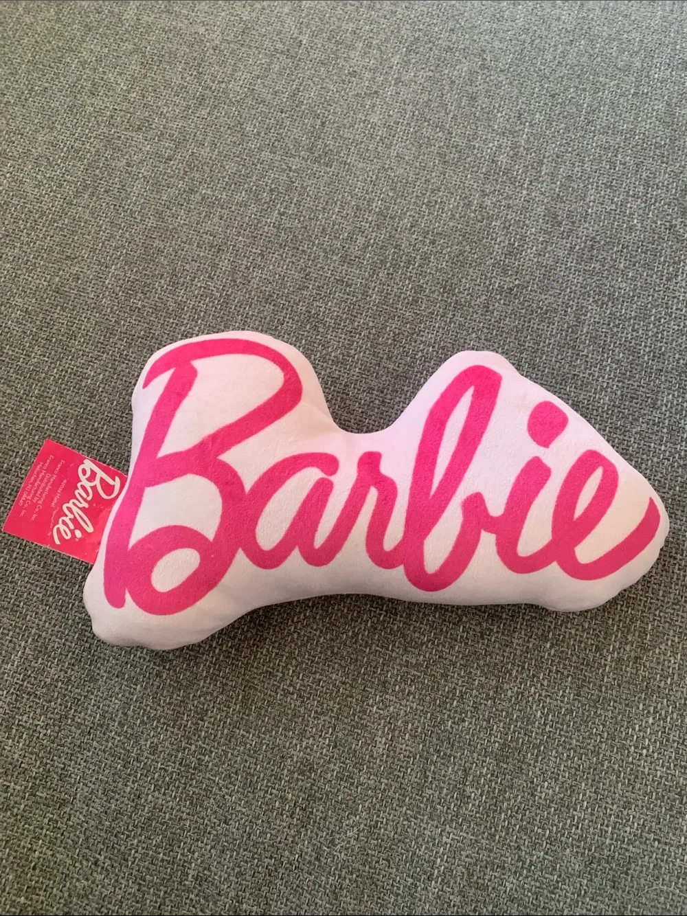 Mini Barbie Pink Script Logo Plush Pillow 11”L